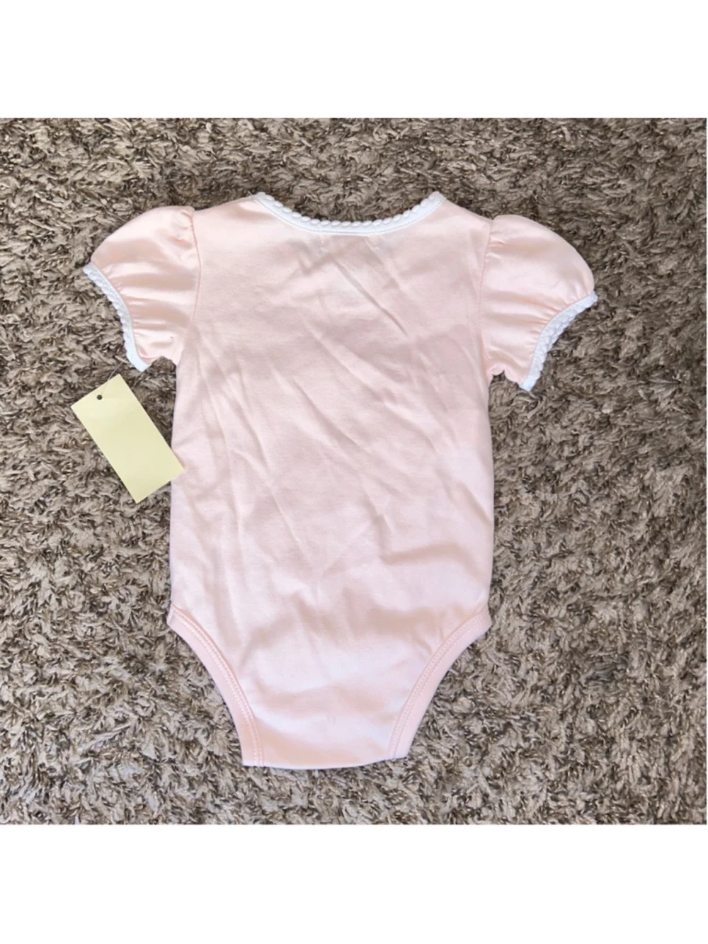 Baby Girl Ralph Lauren 100% Cotton Bodysuit 6 Months Pink White Scalloped Hems